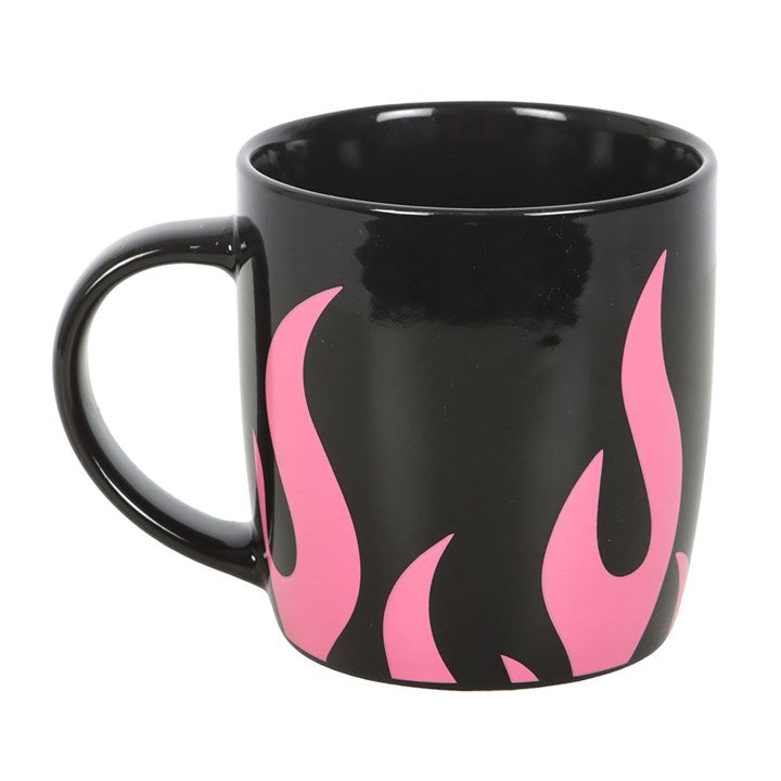 Black With Pink Flame Ceramic Mug