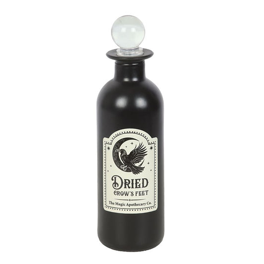 Black Decorative Dried Crows Feet Glass Potion Bottle