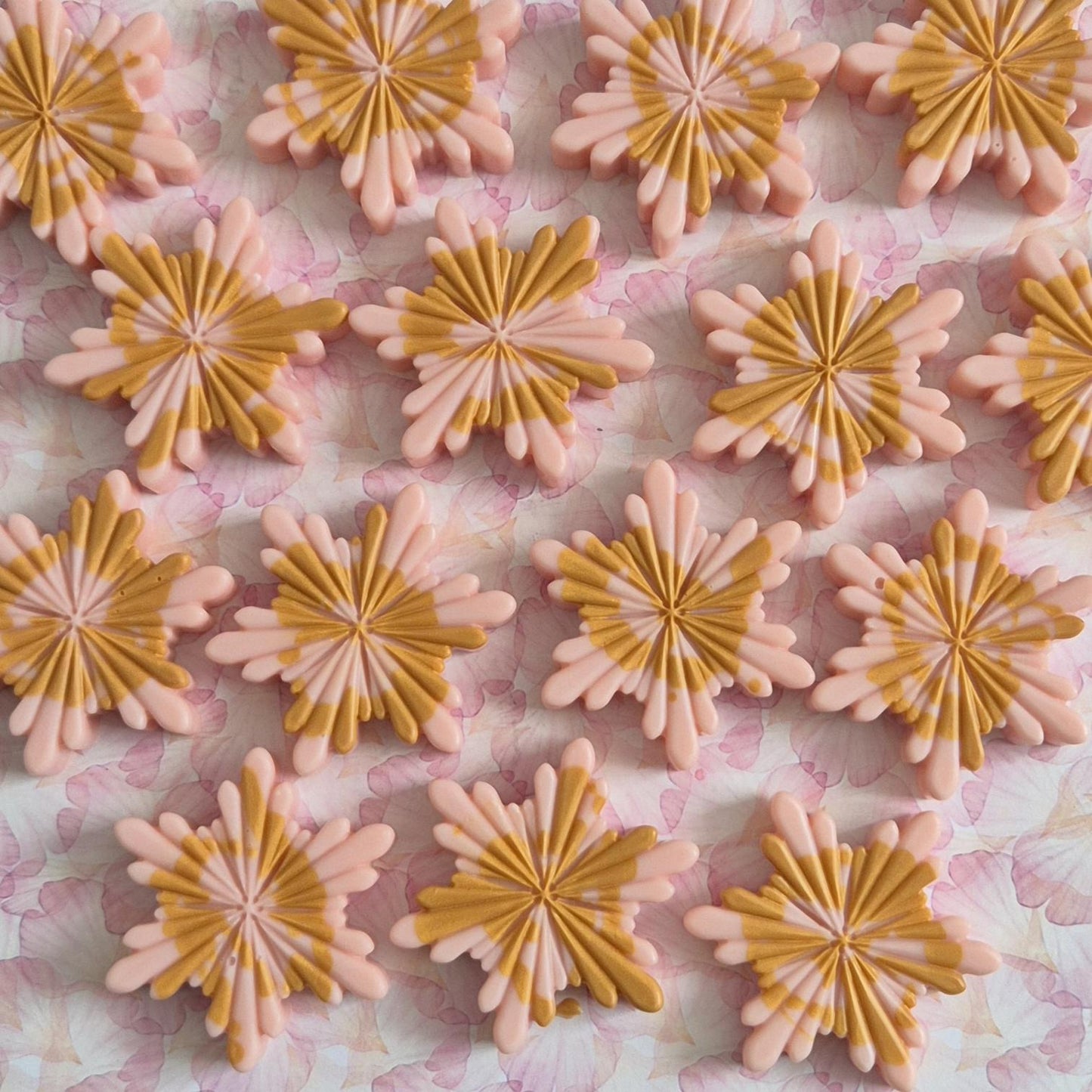 Pink Champagne Snowflake Shapes