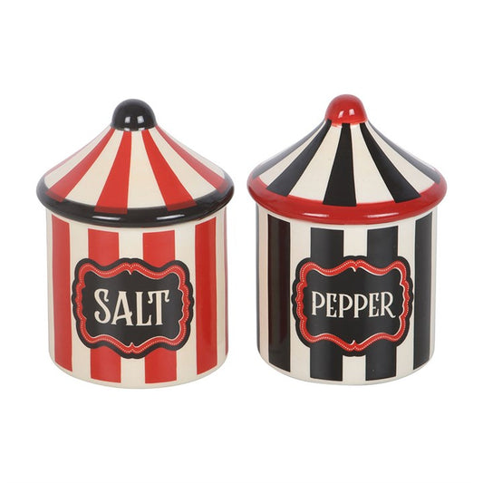 Striped Circus Tent Ceramic Salt & Pepper Shakers