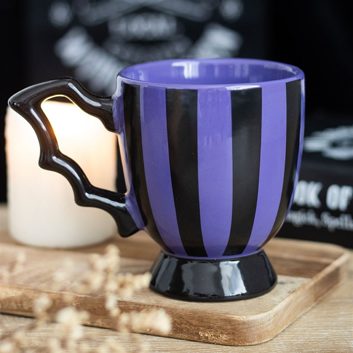 Purple & Black Striped Bat Wing Mug