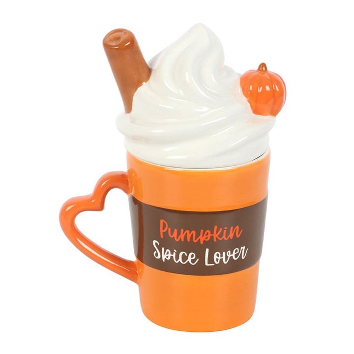 Pumpkin Spice Latte Shaped Lidded Ceramic Mug