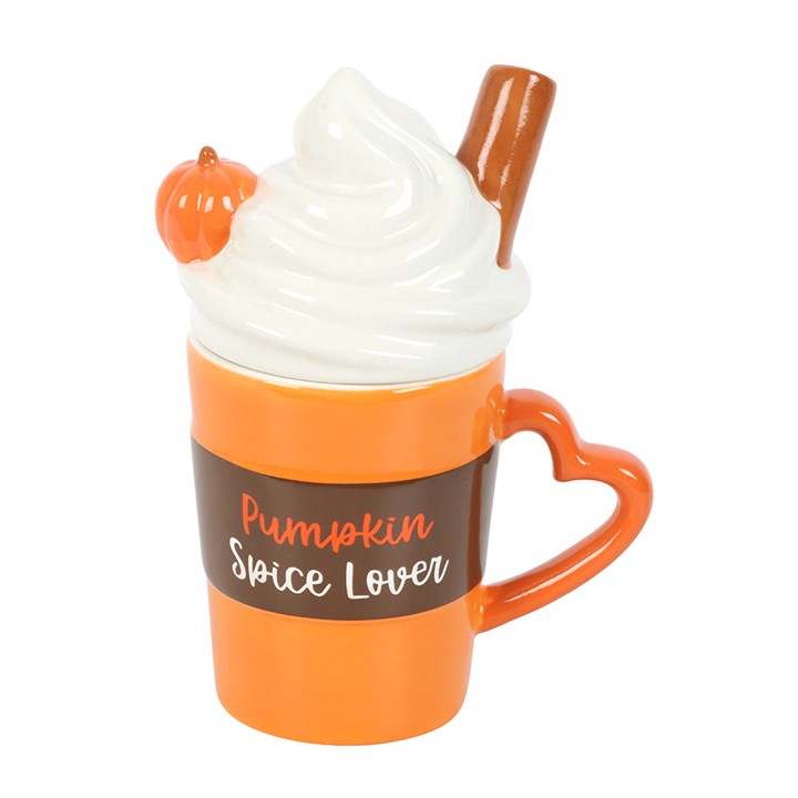 Pumpkin Spice Latte Shaped Lidded Ceramic Mug