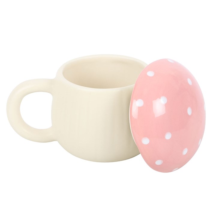 Pink Mushroom Lidded Ceramic Mug