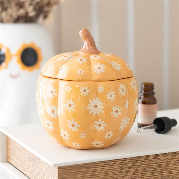 Groovy Floral Pumpkin Ceramic Wax Warmer