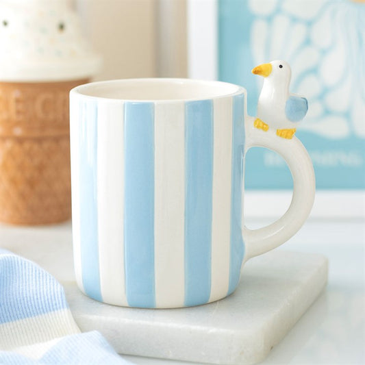 Blue & White Striped Seagull Mug