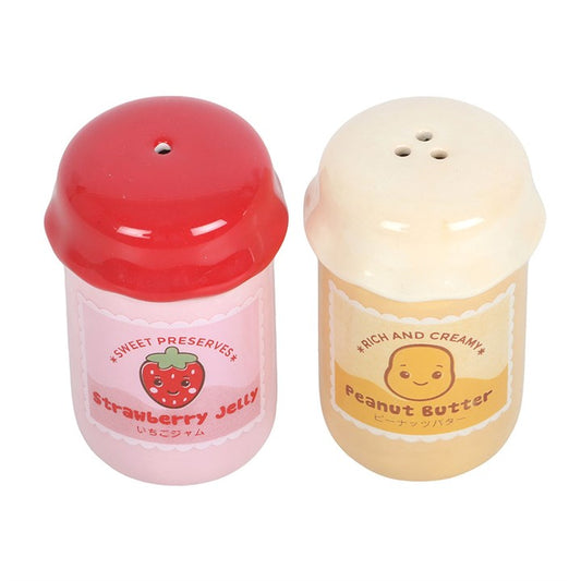 Kawaii Peanut Butter & Jelly Jar Ceramic Salt & Pepper Shakers