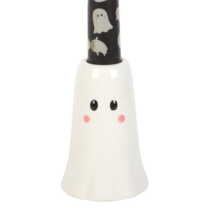 Ghost Candle Holder and Ghost Print Taper Candle Set