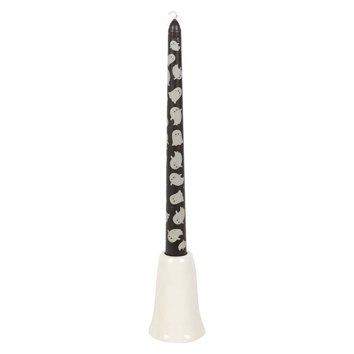 Ghost Candle Holder and Ghost Print Taper Candle Set