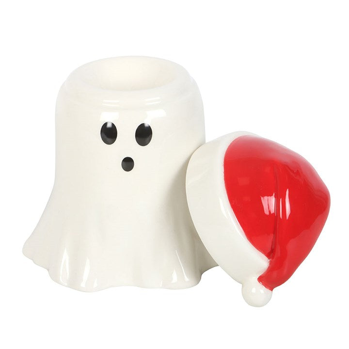 Christmas Ghost With Santa Hat Ceramic Wax Warmer