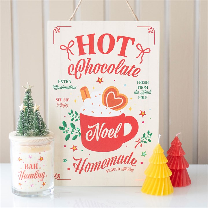 Wooden Homemade Hot Chocolate Christmas Hanging Sign