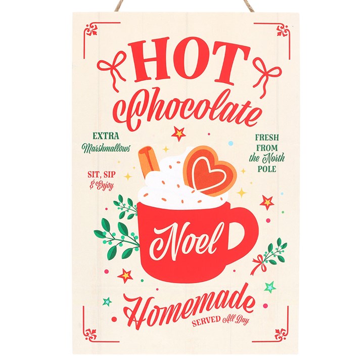 Wooden Homemade Hot Chocolate Christmas Hanging Sign