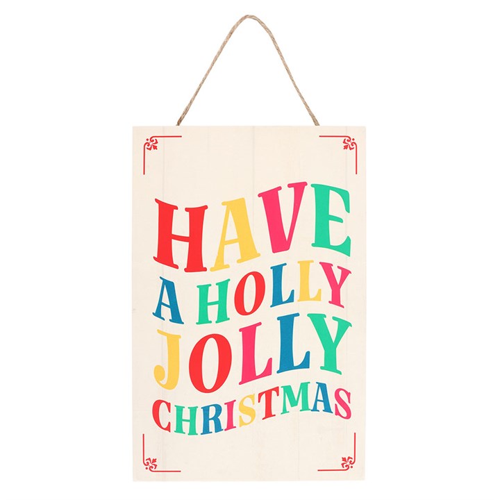 Wooden Have A Holly Jolly Christmas Hanging Sign