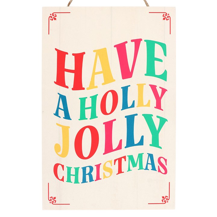 Wooden Have A Holly Jolly Christmas Hanging Sign