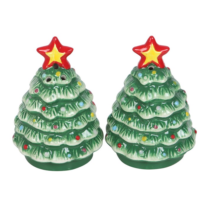 Nostalgic Christmas Tree Ceramic Salt and Pepper Shakers