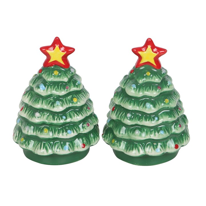 Nostalgic Christmas Tree Ceramic Salt and Pepper Shakers
