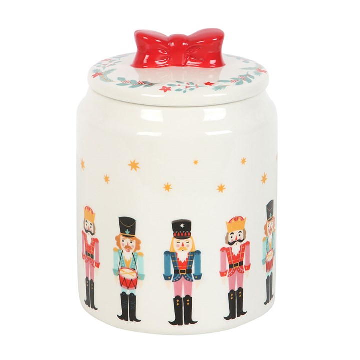 Christmas Nutcracker with Bow Ceramic Storage Jar