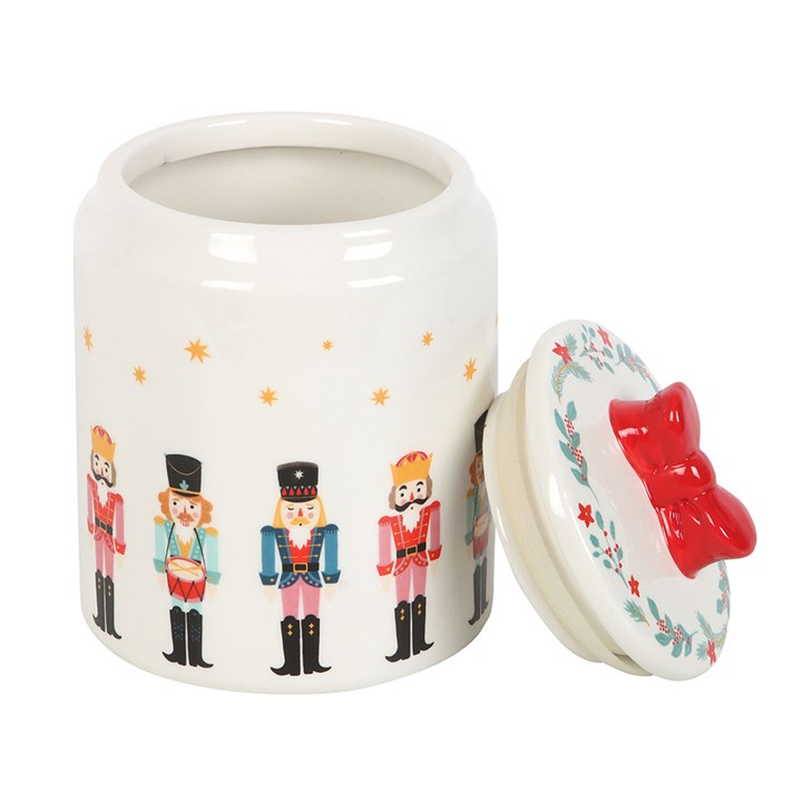 Christmas Nutcracker with Bow Ceramic Storage Jar