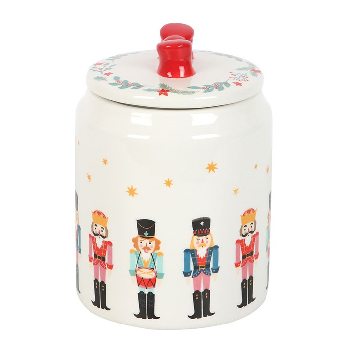 Christmas Nutcracker with Bow Ceramic Storage Jar