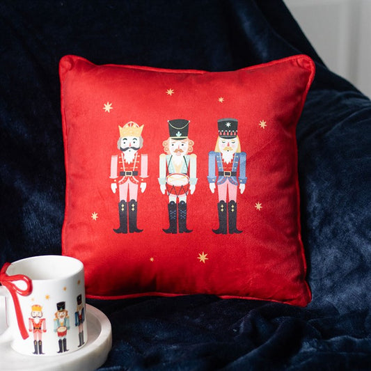Red Christmas Square Nutcracker Cushion