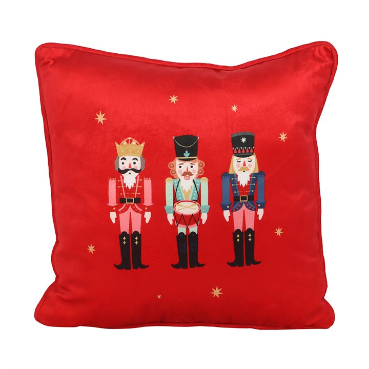 Red Christmas Square Nutcracker Cushion