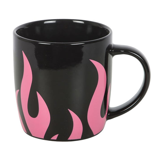 Black With Pink Flame Ceramic Mug