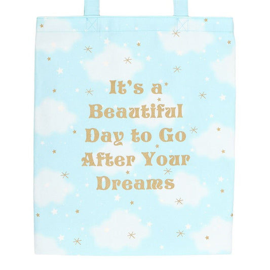 Blue Cloud Print Tote Shopping Bag