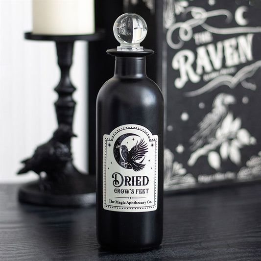 Black Decorative Dried Crows Feet Glass Potion Bottle