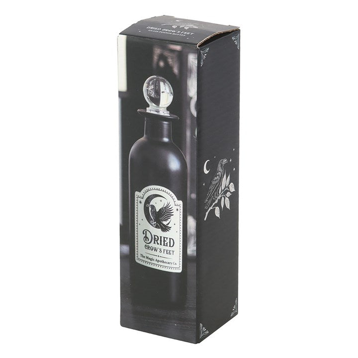 Black Decorative Dried Crows Feet Glass Potion Bottle